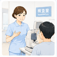 眼科検査助手のイラスト